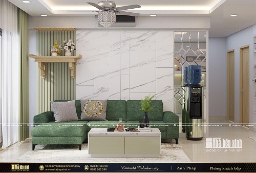 Thiết kế nội thất phòng khách bếp hiện đại tại Emerald Celadon City 104m2